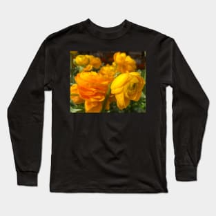 Precious and Tender Orange and Gold Ranunculus Long Sleeve T-Shirt